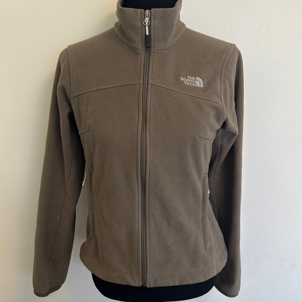The North Face Full Zip Taupe Green Fleece Jacket Size Small